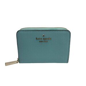 Kate Spade Darcy Sky Blue Pebbled Leather Zip Around Card Case